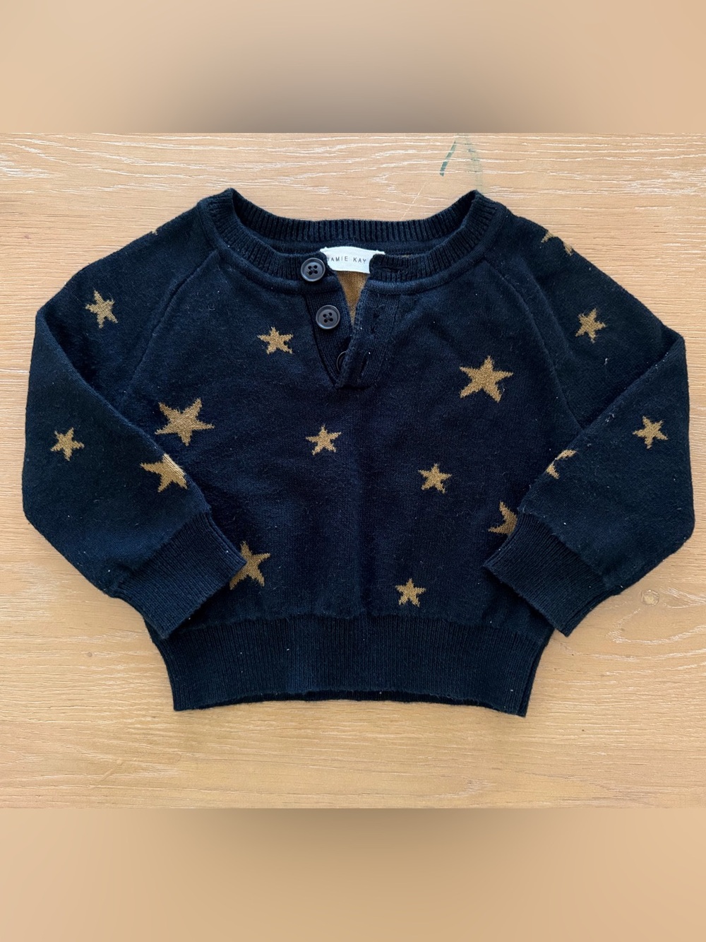 Jamie Kay Navy Knit Sweater with Gold Star Pattern